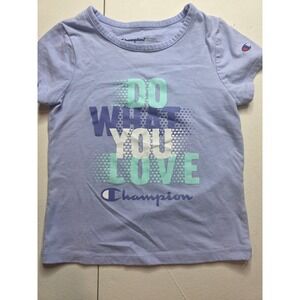 Champion Girls 3T Purple Do What You Love Graphic T-Shirt Short Sleeve Tee